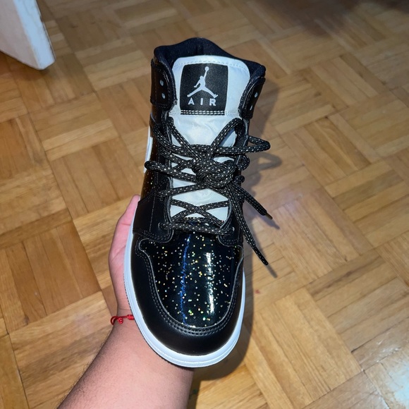 Air Jordan 1 Mid SE GS 'Black Glitter' - Picture 2 of 4